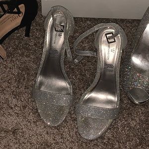 Sparkly silver heels